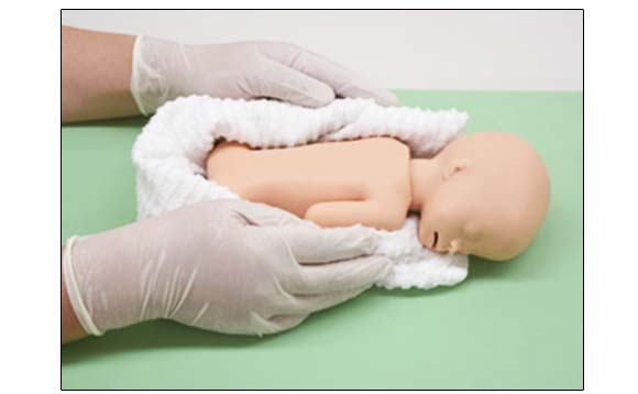 超低出生体重児のケアと蘇生法を繰り返し安全にトレーニングできる乳児モデルです。
